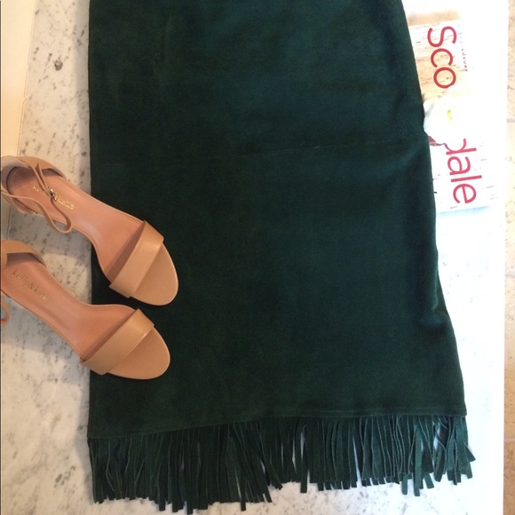 SOLD Suede Skirt with Fringe - Picture 1 of 4
